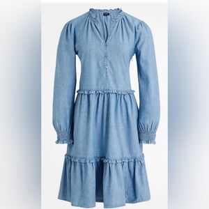 New- J. Crew Chambray blue denim mini dress in a